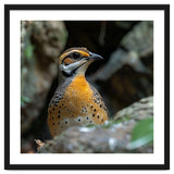 Colorful Bird Perched Among Rocks And Foliage thumbnail