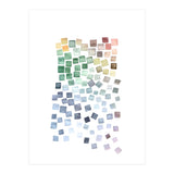 Watercolor Geometric Square Shapes Blue (Print Only) thumbnail