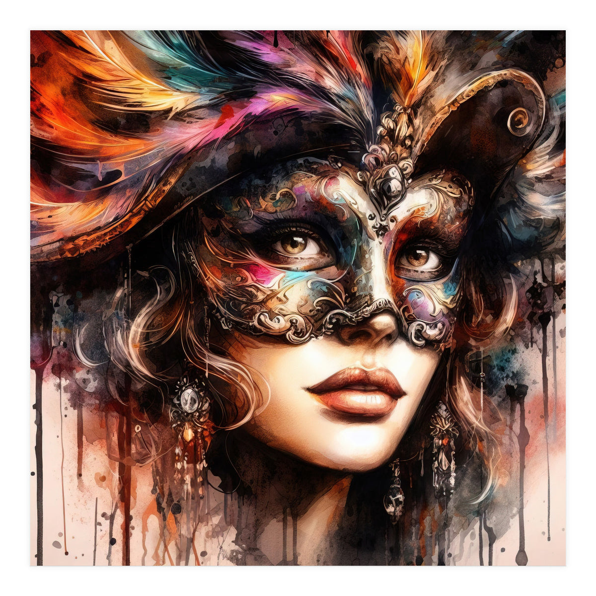 Watercolor Carnival Woman #6 (Print Only)