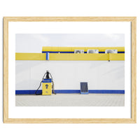 Yellow and blue gas station