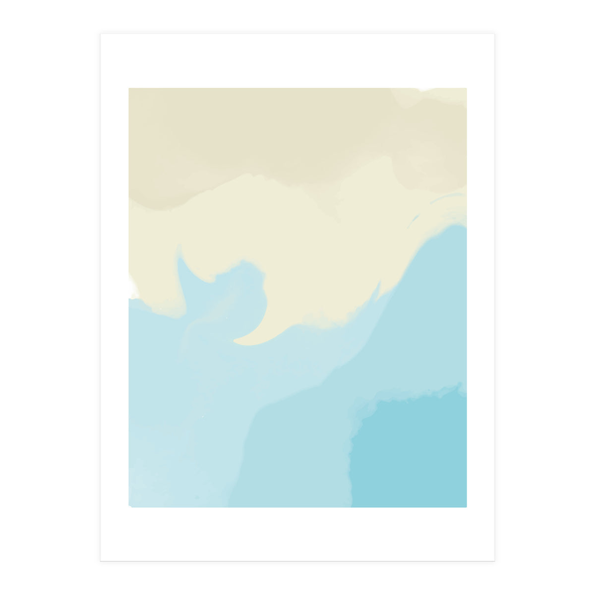 Mellow, Abstract Powder Blue Pastel Pearl Painting, Modern Simple Minimal Waves (Print Only)