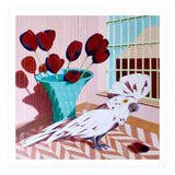 White cockatoo and black tulips (Print Only) thumbnail