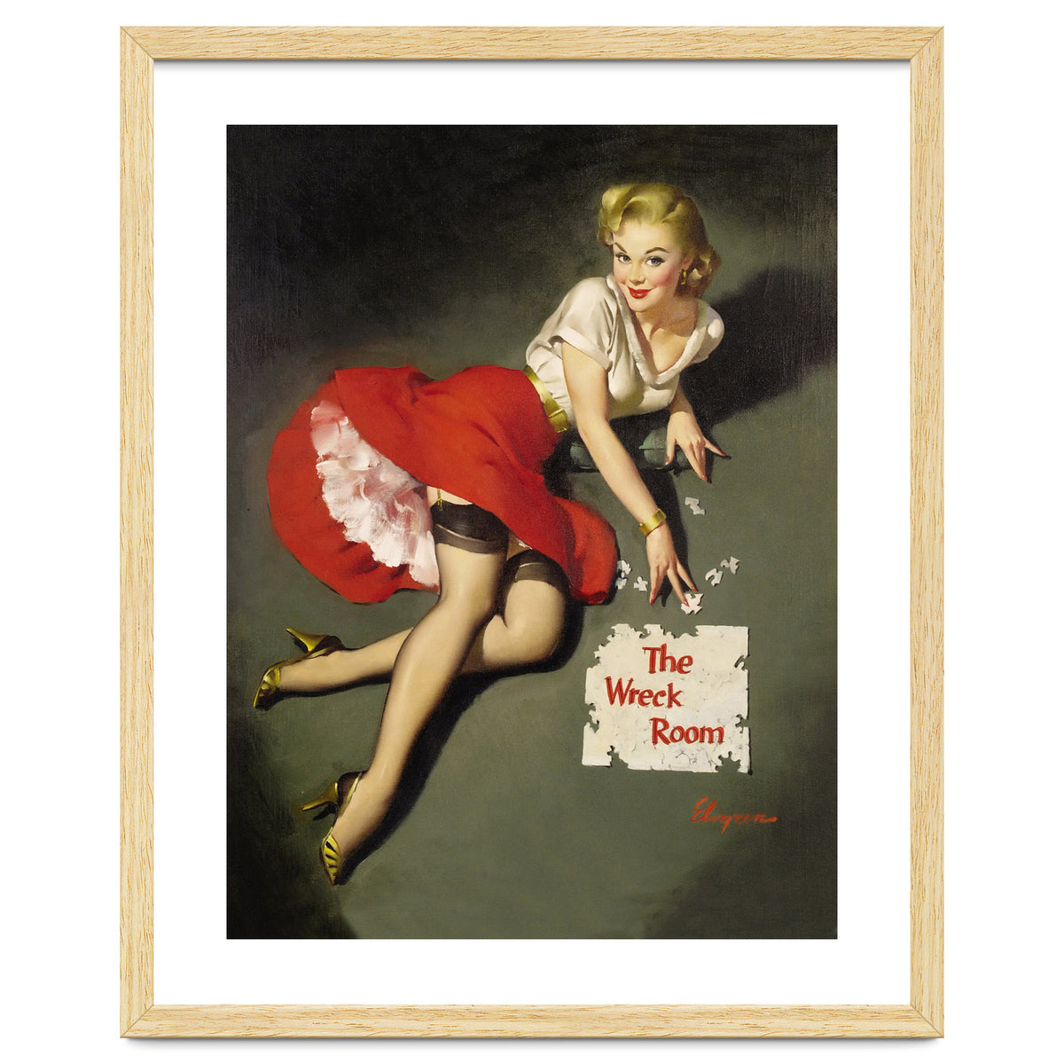 Pinup Sexy Girl Posing In Red Dress