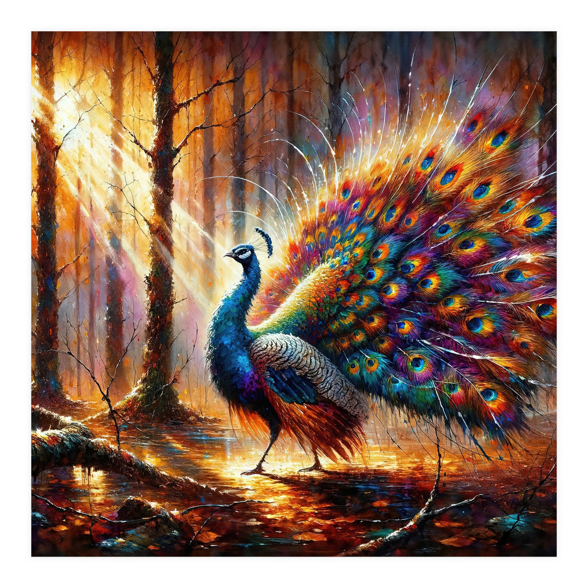 Majestic Peacock In Enchanted Forest (Print Only)