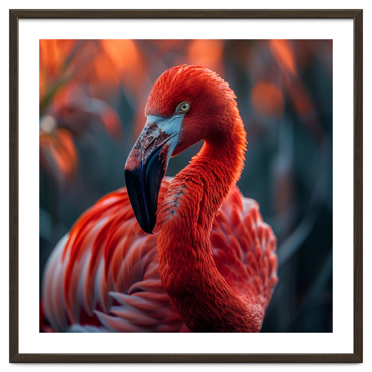 Vibrant Flamingo Close Up Portrait Outdoor Nature