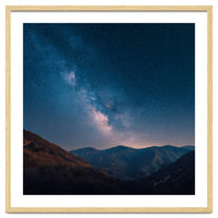 Majestic Milky Way Galaxy over Serene Mountain Range Night Landscape Illustration