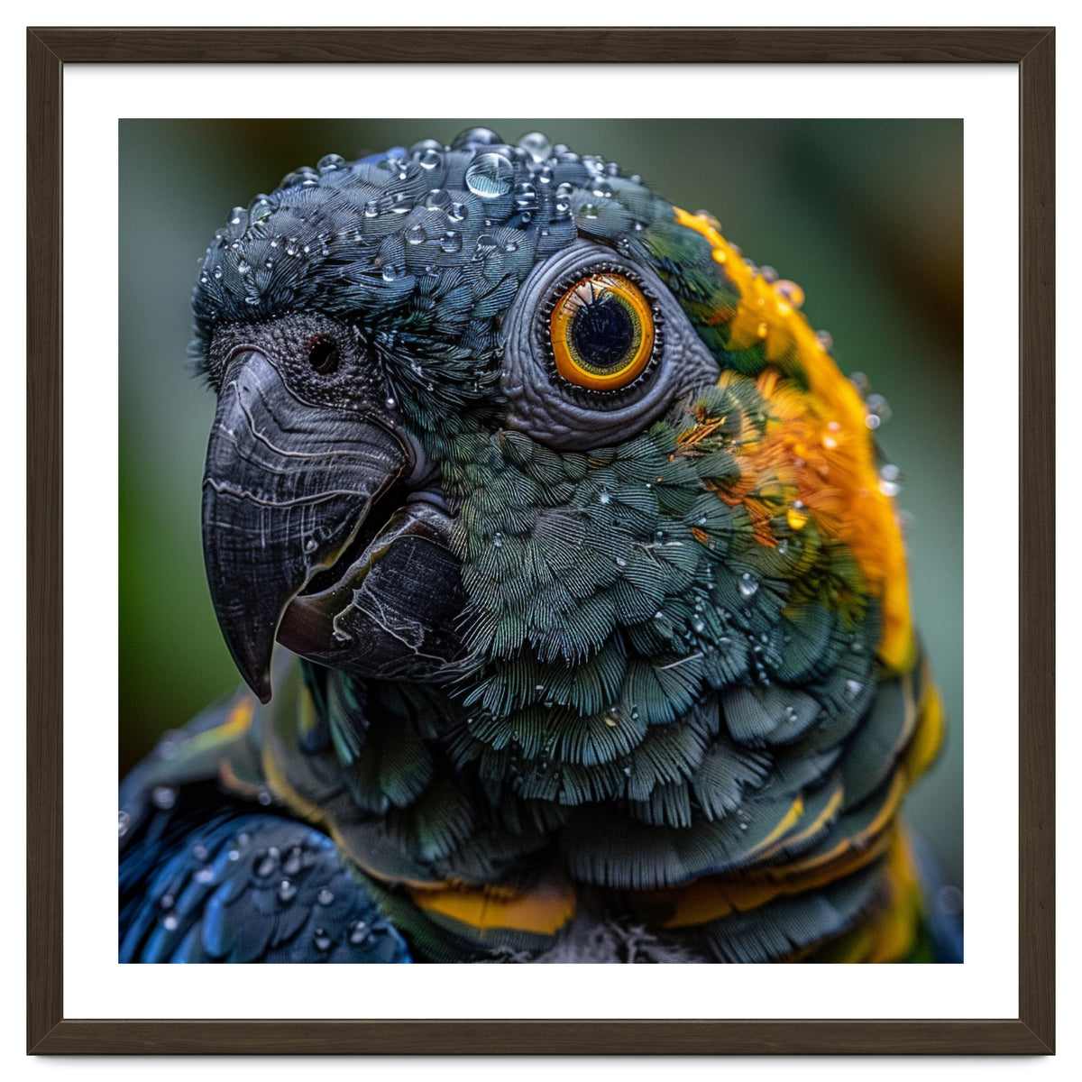 Close Up Of A Wet Macaw Parrot Head