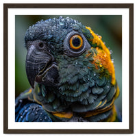 Close Up Of A Wet Macaw Parrot Head