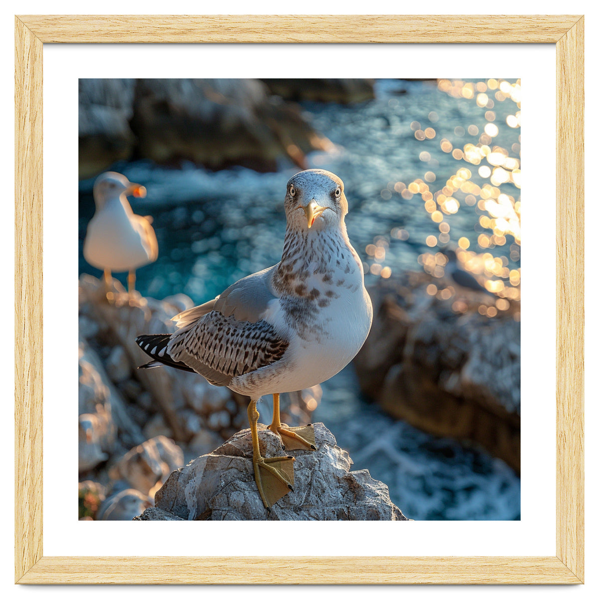 Seagull Standing On Rocks Near Water