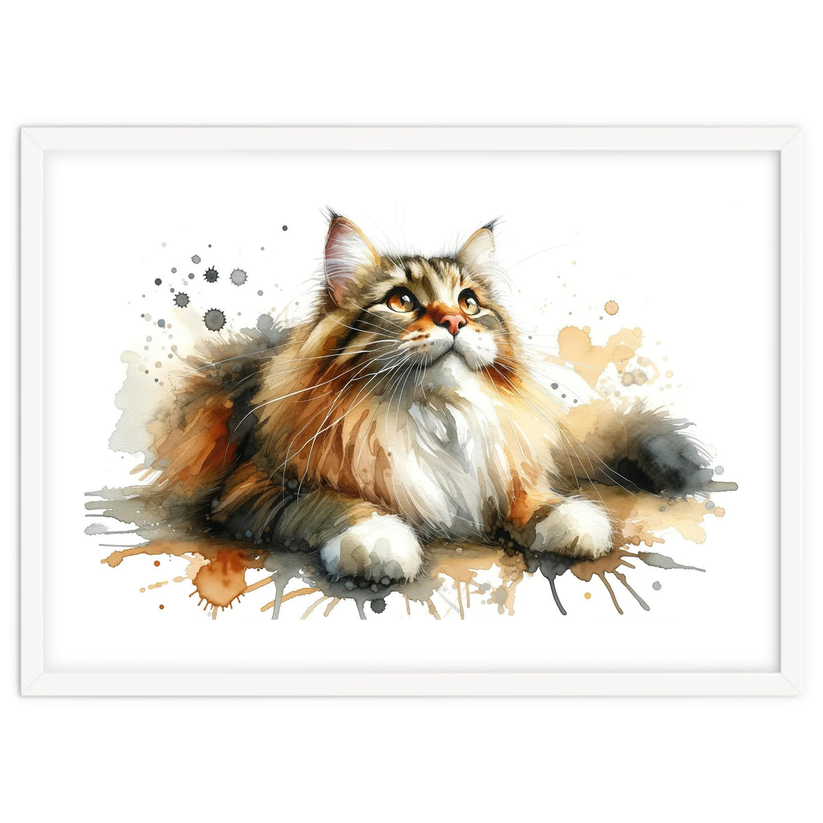 Majestic Cat With Watercolor Splashes