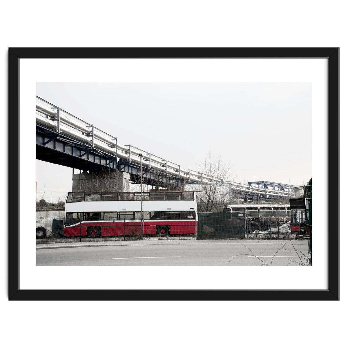 Abandoned Bus under the rail bridge