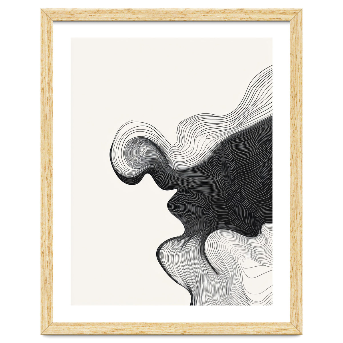 Abstract Black And White Wavy Lines Flowing Organic Shape