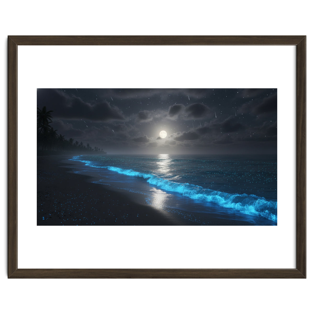 Bioluminescent Moonlit Shore