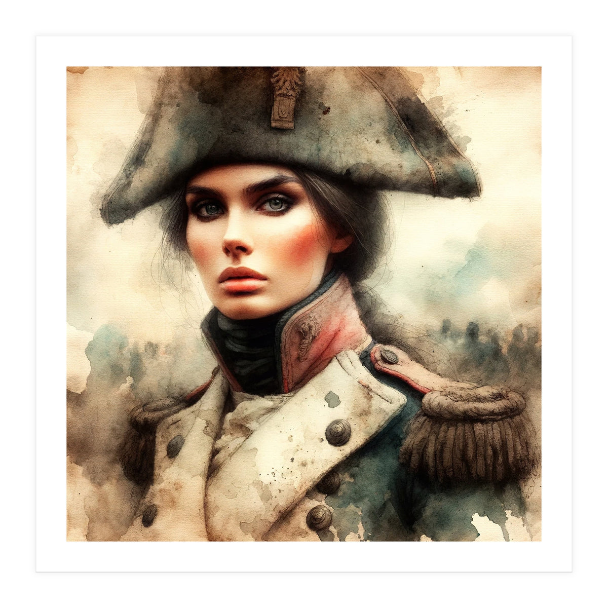 Napoleonic Officer Woman Portrait (Print Only)