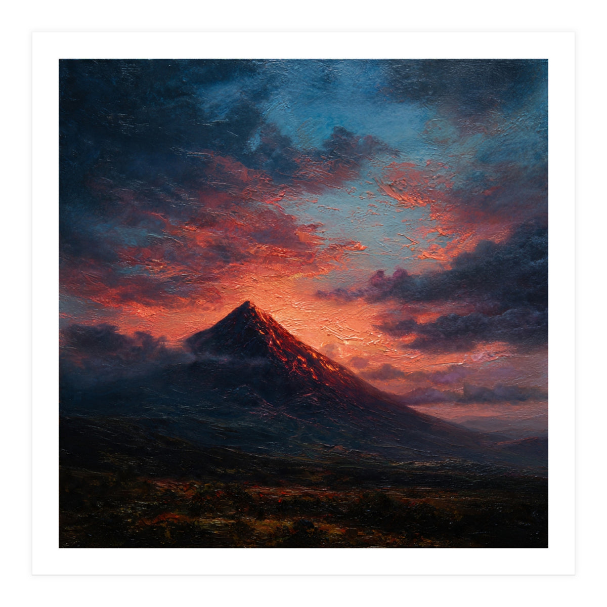 Majestic Mountain Peak at Sunset (Print Only)