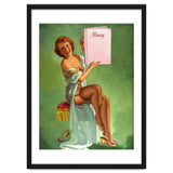 Pinup Girl Posing With Her Big Diary Book thumbnail