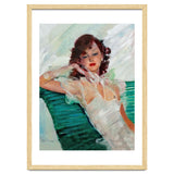 Girl Is Resting On A Green Bench, Watercolor Painting thumbnail