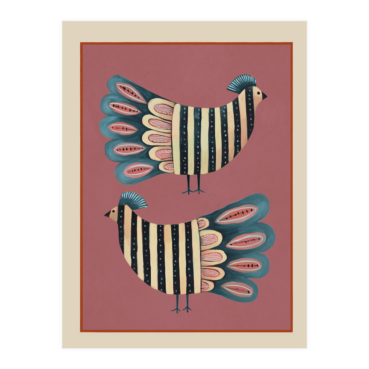 Striped Bird Pair I (Print Only)