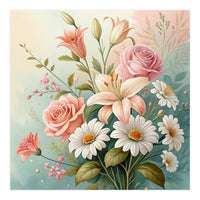 Elegant Pastel Floral Bouquet Illustration (Print Only)