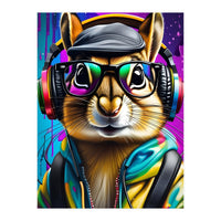 A Chipmunk In Headphones And Glasses (Print Only)