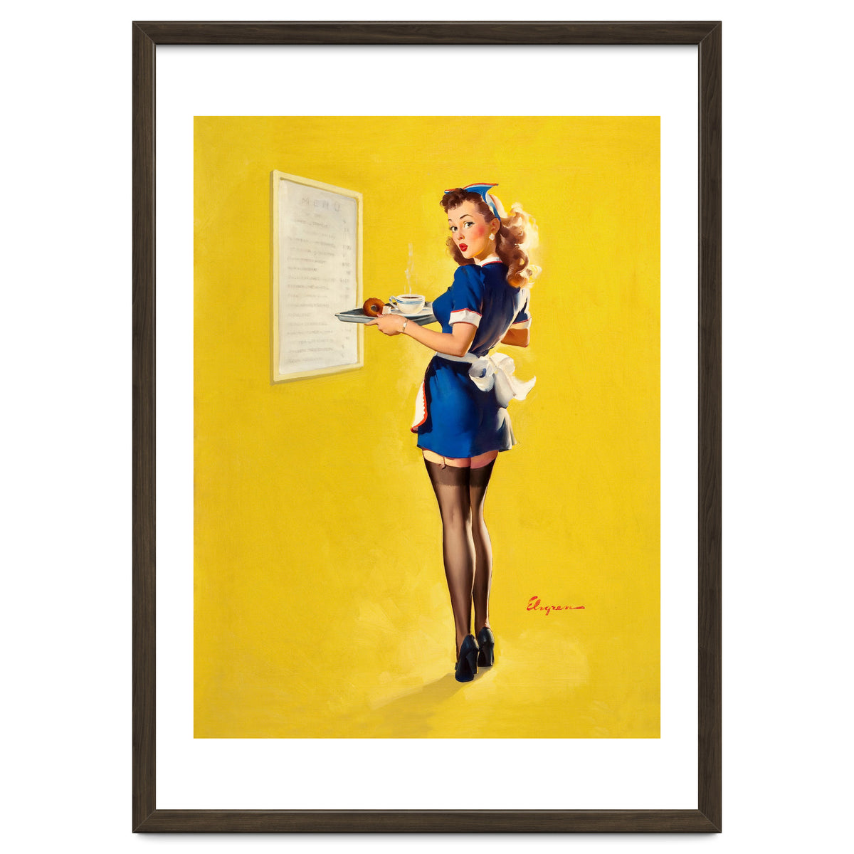 Pinup Sexy Waitress Looking Back