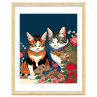 The Perfect Companion, Cute Cats Japanese Pets, Whimsical Animals Cat Vintage Love Friends Together