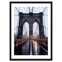 Brooklyn Bridge, USA, Moody NYC Architecture, Rainy Urban Photography