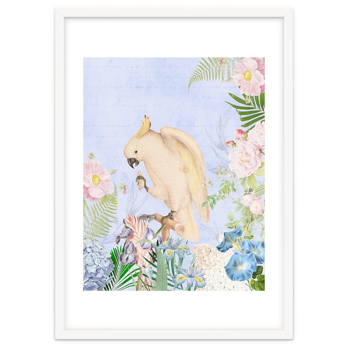 White Cockatoo In Flower Jungle