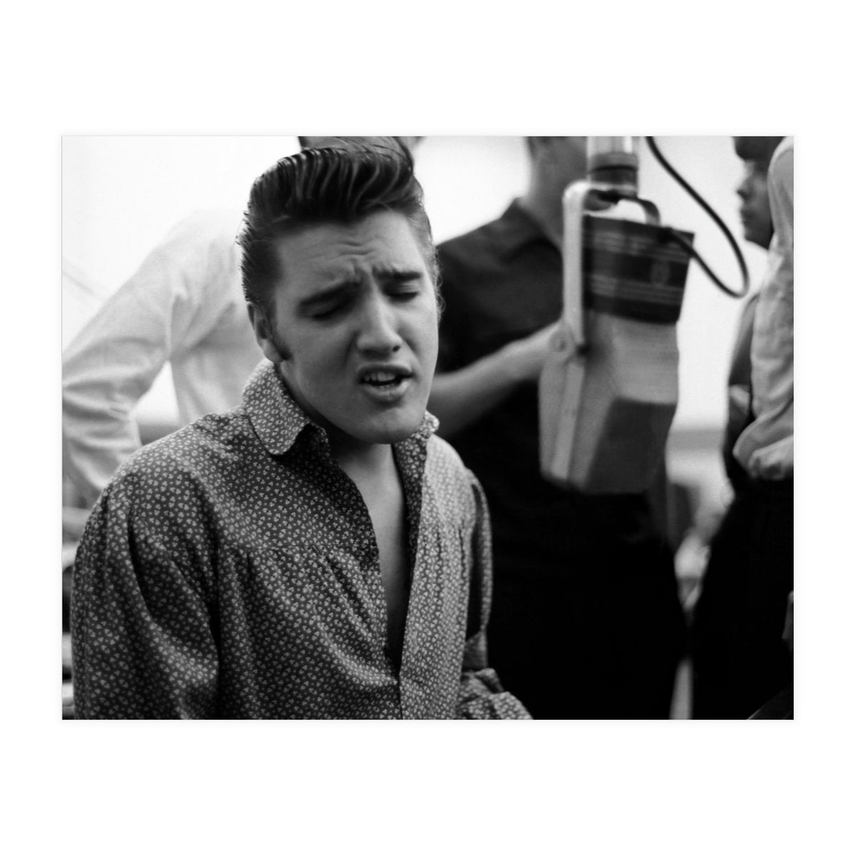 The American singer Elvis Presley during a recording session in 1956. (Print Only)