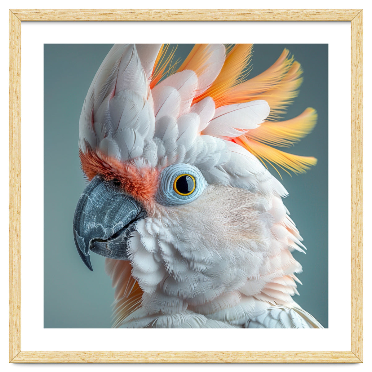 Salmon Crested Cockatoo Close Up Portrait