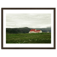 Red roof house in the greenfield - Iceland