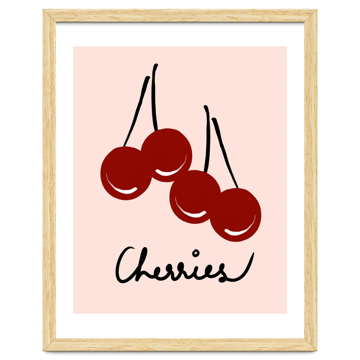 Cherries modern simple minimalistic red cute Fruit wall art