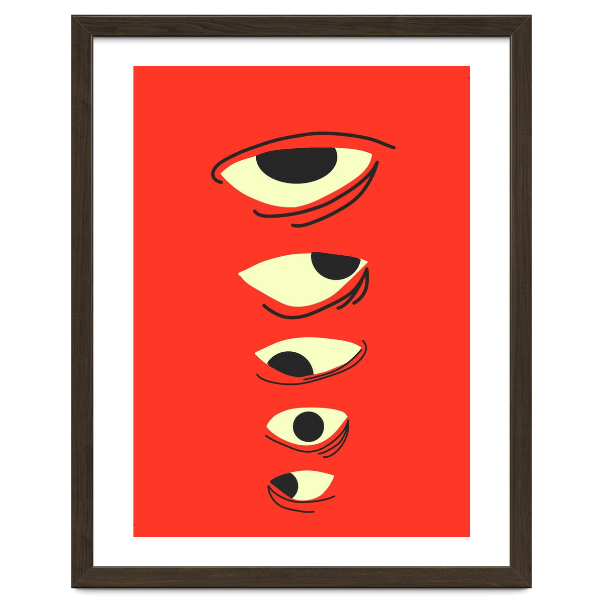 Abstract Eyes on Red Background