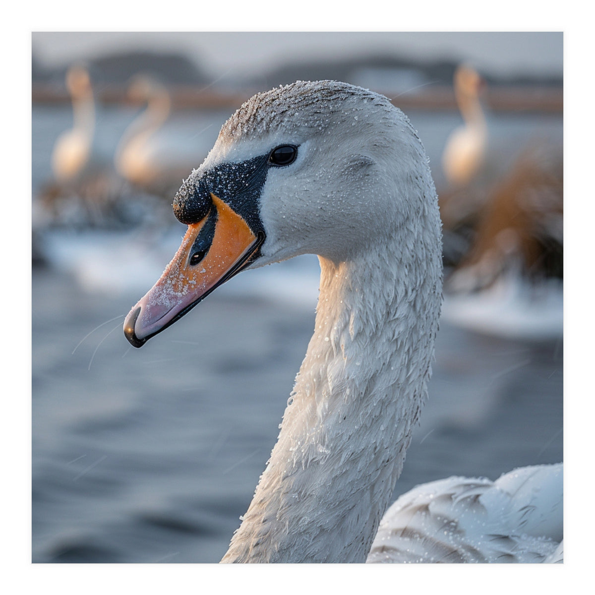 Majestic Swan Portrait In Snowy Waters (Print Only)