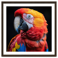 Scarlet Macaw Parrot Close Up Portrait Vivid Colors