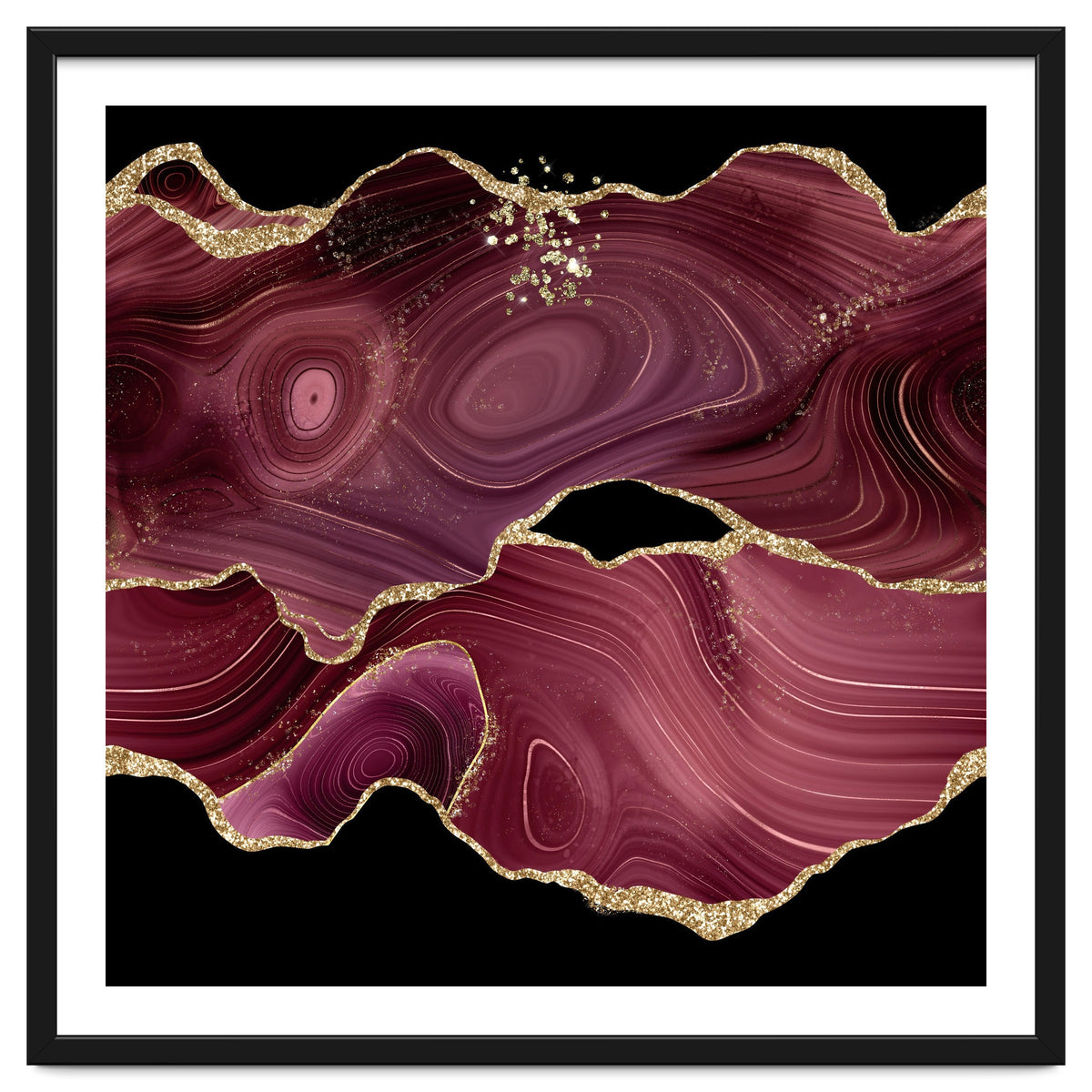 Burgundy & Gold Glitter Agate Texture 03