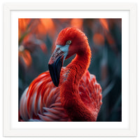 Vibrant Flamingo Close Up Portrait Outdoor Nature