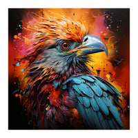 Vibrant Eagle Portrait Abstract Colorful Splatter Art (Print Only)