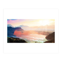 Sunrise Grandeur, Scenic Nature Landscape, Ocean Beach Travel Photography, Sea Waves Mindfulness (Print Only)