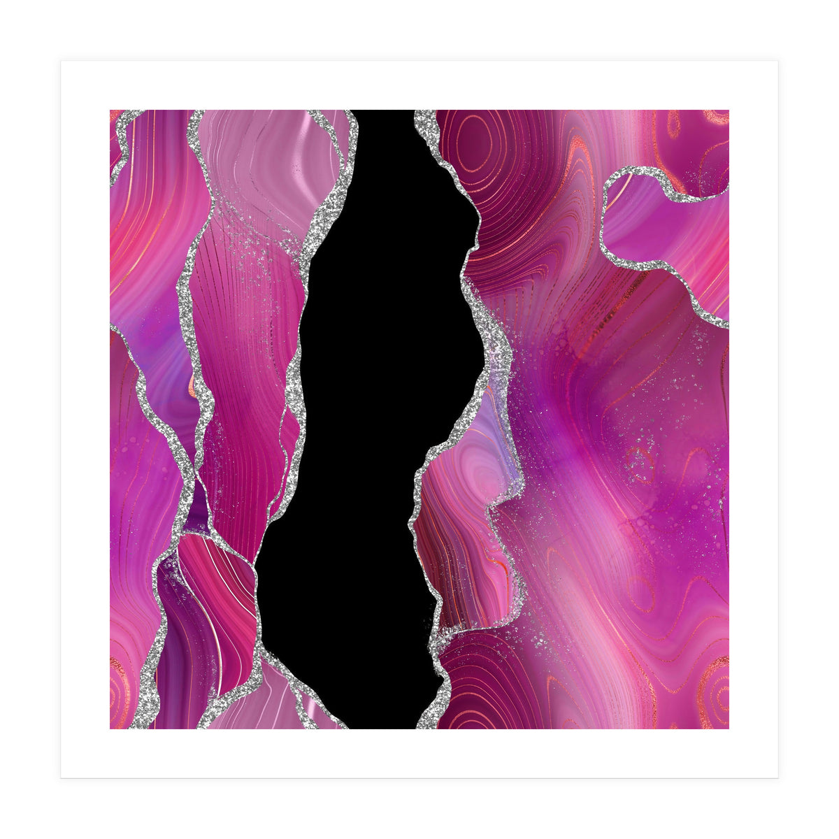 Magenta & Silver Agate Texture 01  (Print Only)