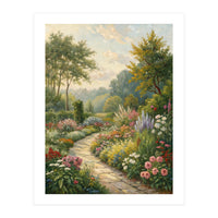 Enchanted English Cottage Garden Oil Painting (Print Only)