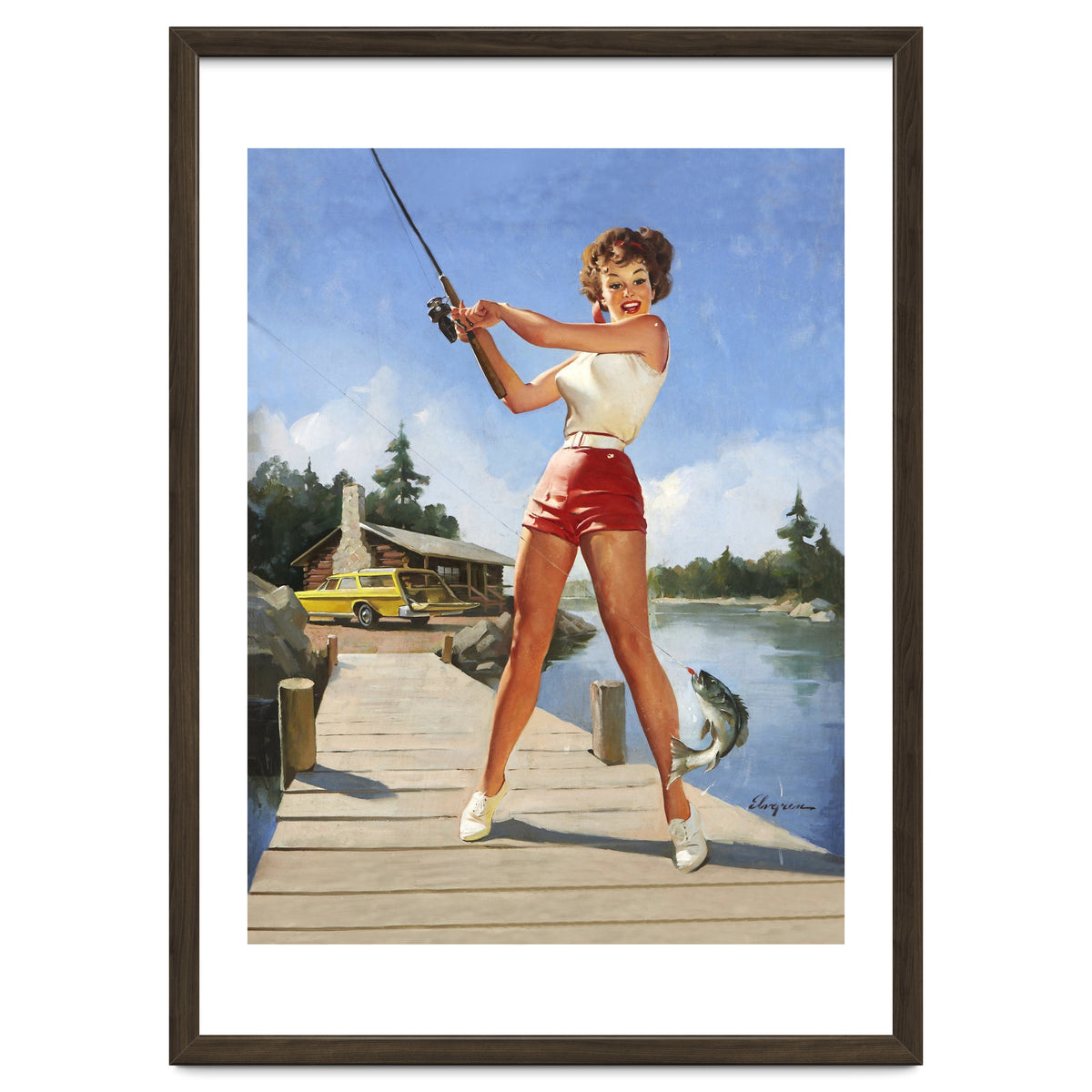 Pinup Fishing Girl With Her Catch