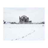 Footprints and house in winter snowscape (Print Only) thumbnail
