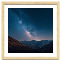 Majestic Milky Way Galaxy over Serene Mountain Range Night Landscape Illustration