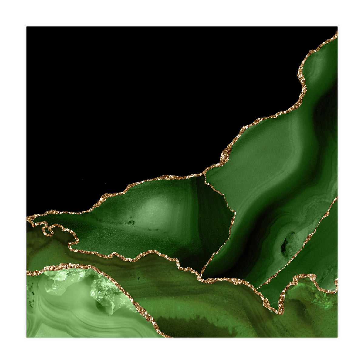 Green & Gold Agate Texture 03 (Print Only)