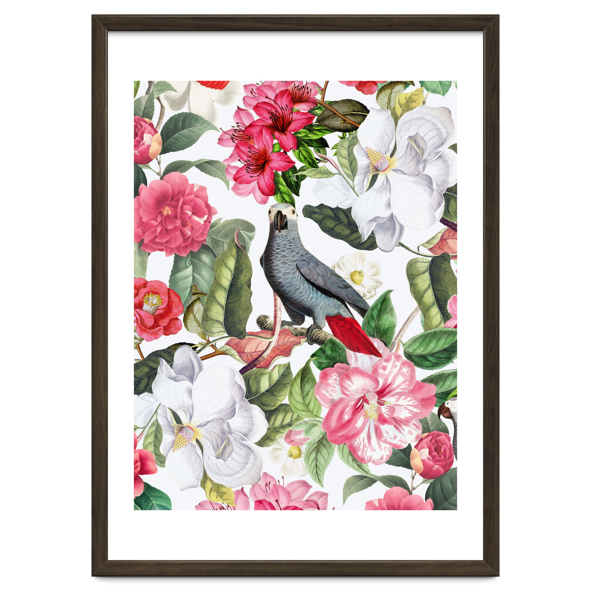 Vintage Cockatoo in Flower Jungle