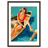 Pinup Sexy Girl In A Boat And A Lost Paddle thumbnail