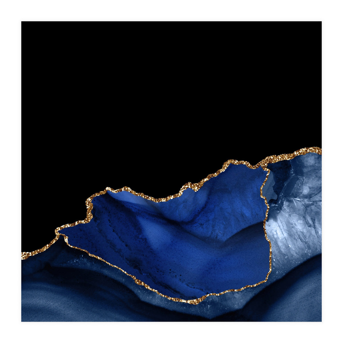 Navy & Gold Agate Texture 06  (Print Only)