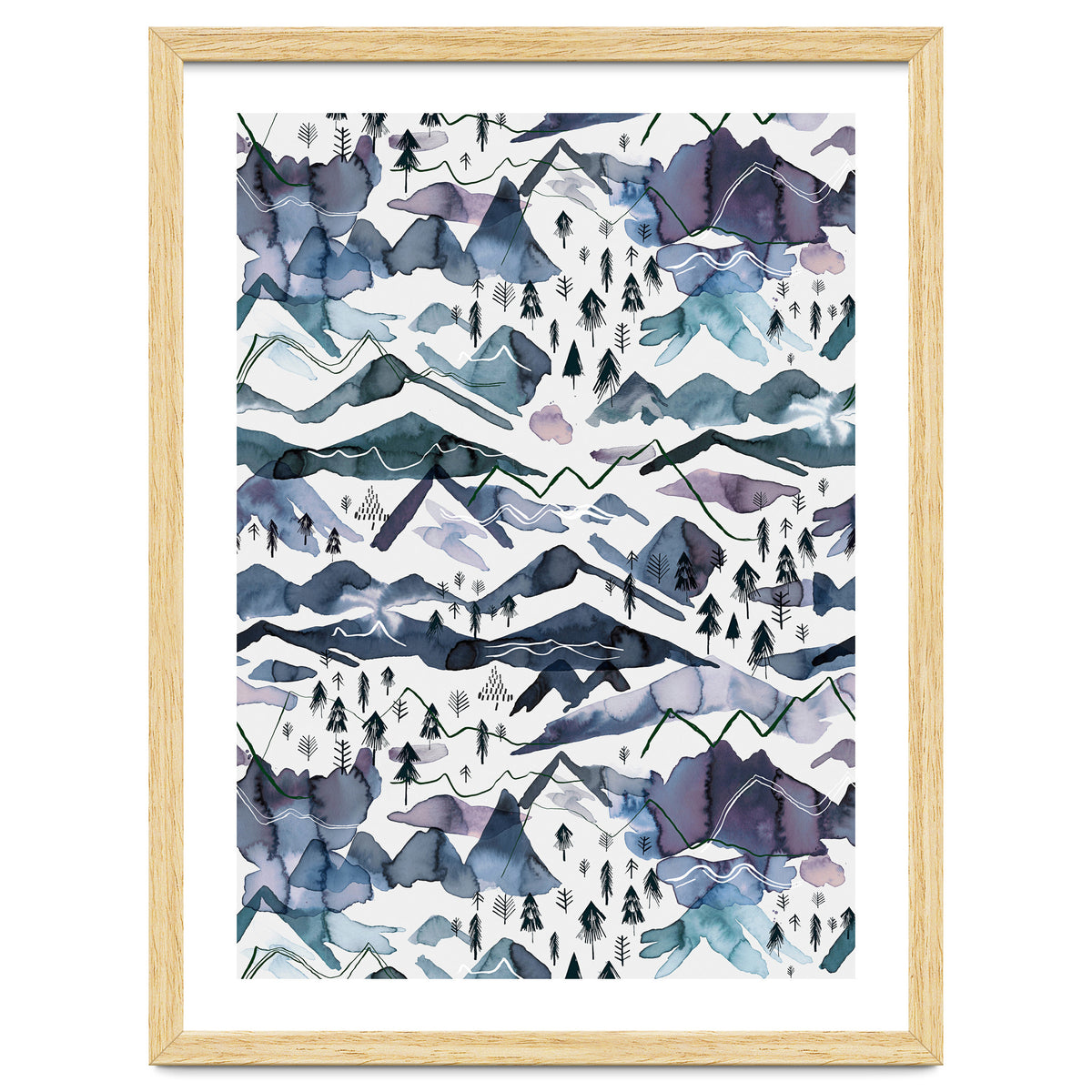 Watercolor Landscape Blue Mountains