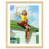 Pinup Sexy Girl Setting Up The Antenna On The Roof thumbnail